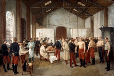 التطعيم في مستشفى فال دي جريس في باريس ، c1900. بواسطة ألفريد توتشيمولين