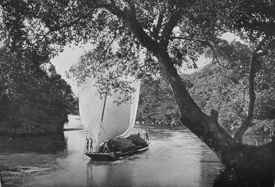 قارب باددا في الشراع الكامل ، c1890 ، 1910 بواسطة لوحة ألفريد ويليام أماندوس