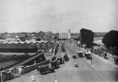 عرض نحو Pettah أو Native Quarter ، كولومبو ، عرض برج ساعة خان ، c1890 ، 1910 بواسطة لوحة ألفريد ويليام أماندوس