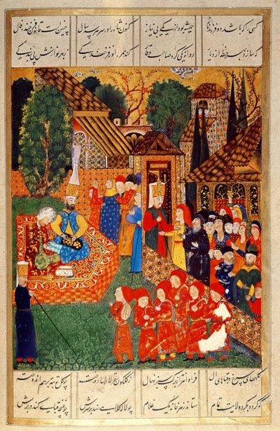 ضابط إنكشاري يجند مطورين للسلطان سليمان الأول (1495-1566) ، من "سليمان نامه" (Mss Hazine. 1517 f.31v) بواسطة علي امير بك