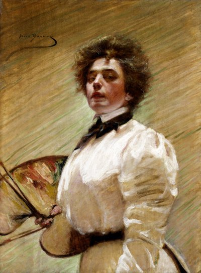 صورة شخصية مع لوحة ، كاليفورنيا. 1906. بواسطة أليس بايك بارني