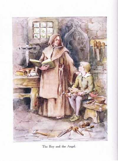 الصبي والملاك ، رسم توضيحي من "قصائد للشباب: روبرت براوننج" ، حوالي عام 1920 (لون ليثو) بواسطة أليس روس