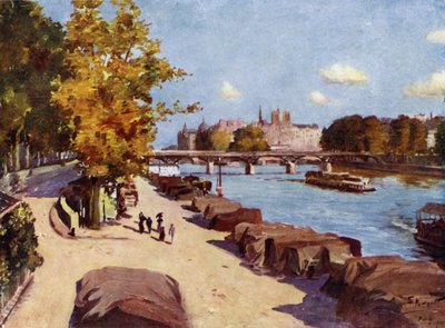 باريس: نهر السين و Ile de la Cite من Pont du Carrousel (لون ليثو) بواسطة ألان ستيوارت