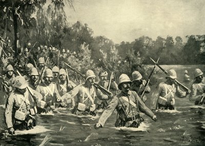 "معركة نهر مودر - مرتفعات أرجيل وساذرلاند تعبران الانجراف" ، ١٩٠٠. بواسطة ألان ستيوارت