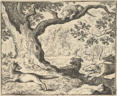 بعد قصة رينارد الكاذبة ، طارد كلاب الصيد أبيه من هيندريك فان ... ، 1650-1675. بواسطة ألارت فان إيفردنغن
