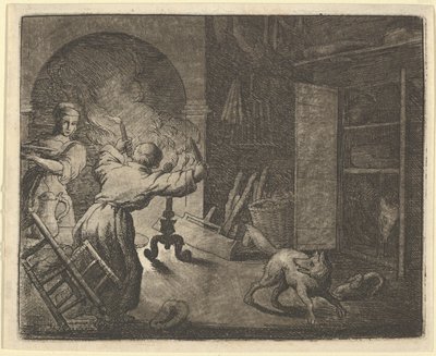 رينارد يهرب مع دجاجة سرقها من طاولة رجال الدين ، 1650-1675. بواسطة ألارت فان إيفردنغن