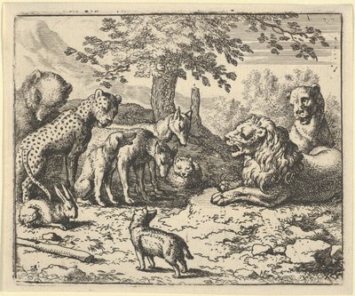 الأسد يأخذ نصيحة الحيوانات الأخرى لمعاقبة رينارد ، 1650-1675. بواسطة ألارت فان إيفردنغن