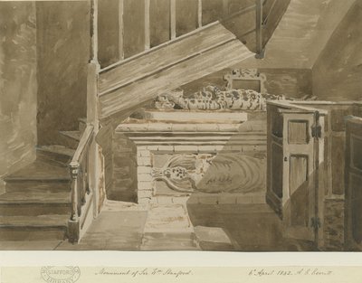 Handsworth - نصب السير ويليام ستانفورد: رسم بني داكن ، 6 أبريل 1842 بواسطة ألين إدوارد إيفريت
