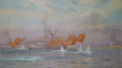 السفينة HMS ألبيون بقيادة النقيب أ. ووكر-هينيج الذي أكمل تدمير الحصون الخارجية للدردنيل في عام 1915 ، 1925 بواسطة ألما كلود بيرلتون كول