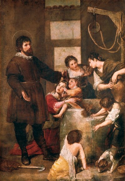 القديس إيسيدور من إشبيلية ومعجزة البئر. لوحة ألونسو كانو (1601-1667). 1638-1640. مدريد. متحف برادو. بواسطة ألونسو كانو