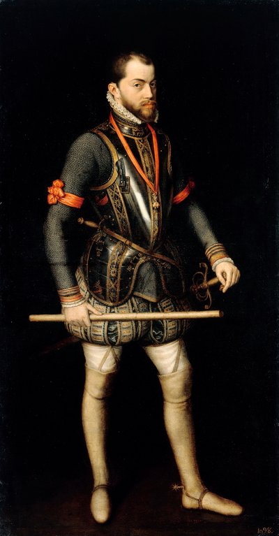 "صورة فيليب الثاني (1527-1598) ، ملك إسبانيا" (صورة فيليب الثاني (1527-1598) ، ملك إسبانيا والبرتغال) لوحة ألونسو سانشيز كويلو (1531-1588) ألوان زيتية على قماش قاتم 187 × 100 سم Staatliche Museen ، برلين بواسطة ألونسو سانشيز كويلو