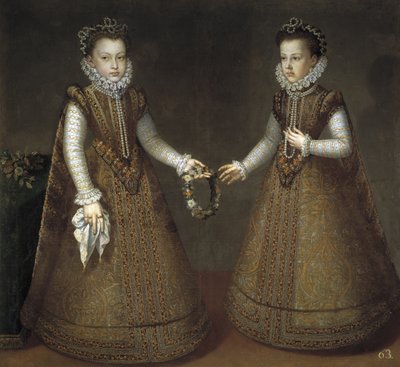 إنفانتاس إيزابيل كلارا يوجينيا 1566-1633 وكاثرين ميشيل من إسبانيا 1567-1597 ، كاليفورنيا. 1575 بواسطة ألونسو سانشيز كويلو