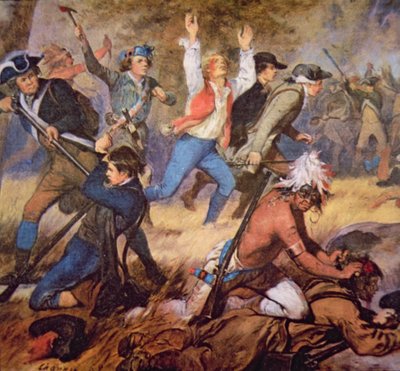 مذبحة وادي وايومنغ في يوليو 1778 (حجر ملون) (تفاصيل) بواسطة ألونزو (بعد) تشابل