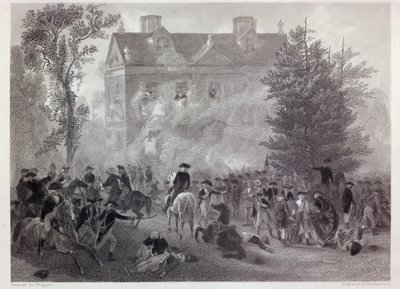 معركة جيرمانتاون في تشيو هاوس عام 1777 ، نقشها روبرت هينشلوود (1812-ج .75) ج .1860 بواسطة ألونزو تشابل