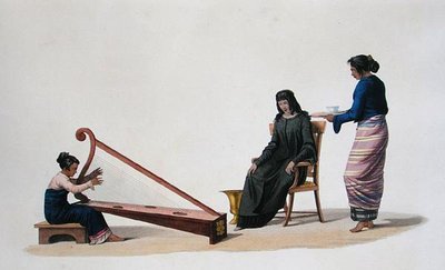 أزياء مختلفة لشعب كوبانغ ، تيمور ، من "رحلة أوستور دو موند سور ليه كورفيت دو لوراني 1817-20" محفور بواسطة بروت ، نُشر عام 1825 (نقش) بواسطة ألفونس (بعد) بيليون