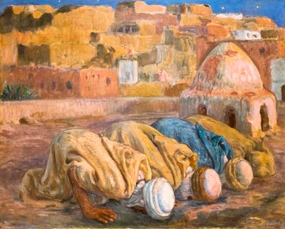 الصلاة على مصطبة في بو سعادة أو السجود (زيت على قماش) بواسطة ألفونس إتيان دينيه