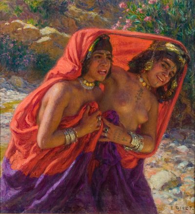 السباحون الخائفون رحلة السباحين (زيت على قماش) بواسطة Alphonse Etienne Dinet