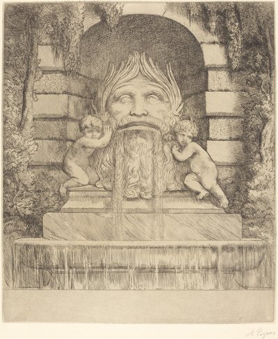النافورة: Grotesque، Children and Basin Une fountaine: Masque، enfants et bassin. بواسطة ألفونس ليجروس