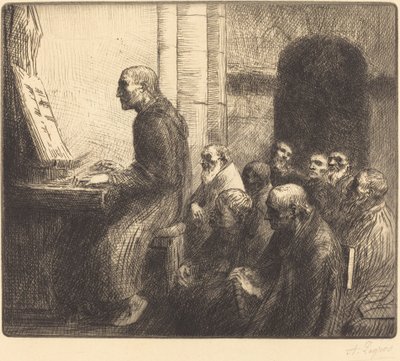 راهب يعزف على الأرغن في الكنيسة Moine jouant de l'orgue a l'eglise. بواسطة ألفونس ليجروس