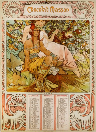 تقويم شوكولا ماسون يتضح من موتشا (1860-1939). رسام تشيكي بالفن الحديث بواسطة ألفونس موشا