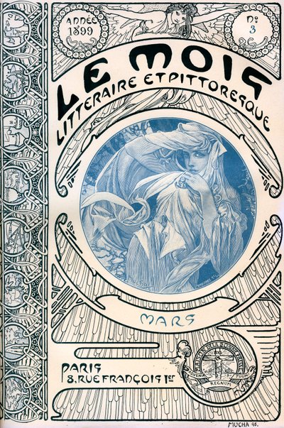 غلاف المجلة (المجلة الشهرية) الشهر الأدبي والرائع لألفونس موتشا (1860-1939): مارس 1899 - دار لا بوني برس - بواسطة ألفونس موشا