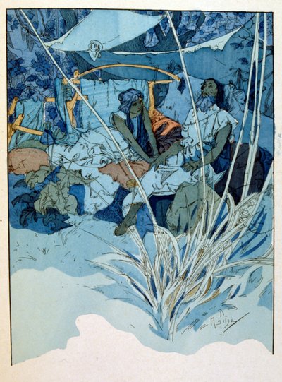 رسم توضيحي لألفونس موتشا من قصيدة "راما" في ثلاثة أعمال لبول فيرولا. حوالي 1898. موتشا (1860-1939). كان رسامًا تشيكيًا للفن الحديث بواسطة ألفونس موشا