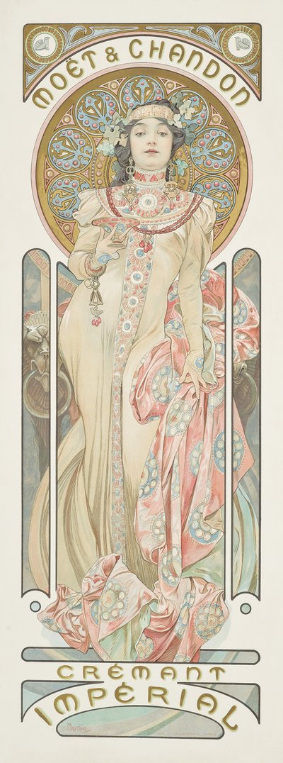 إعلان ملصق شمبانيا "Moet & Chandon Dry Imperial" ، 1899 بواسطة Alphonse Mucha