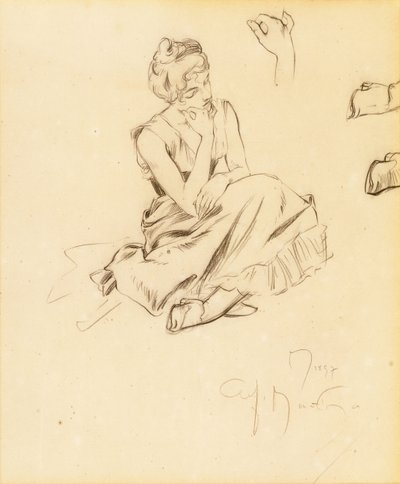 دراسة امرأة جالسة ، 1897 بواسطة ألفونس موشا