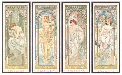 أوقات اليوم ؛ ساعات النهار بواسطة Alphonse Mucha