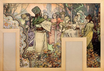 لوحة جدارية لمعرض يونيفرسال لعام 1900 - لوحة لأفونس ماري موتشا (1860-1939) بواسطة ألفونس موشا