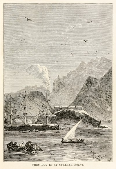 وضعوا في Steamer Point ، من "حول العالم في ثمانين يومًا" بواسطة Jules Verne (1828-1905) ، نقش بواسطة Louis Dumont (مواليد 1822) بواسطة ألفونس ماري دي (بعد) نوفيل