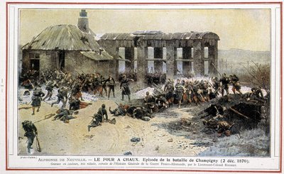 لو فرن à شو - حلقة من معركة شامبيني (1870/12/02) لألفونس دي نوفيل. نقشها المقدم روسيت من "التاريخ العام لحرب فرانكو الألمانية". بواسطة ألفونس ماري دي نوفيل