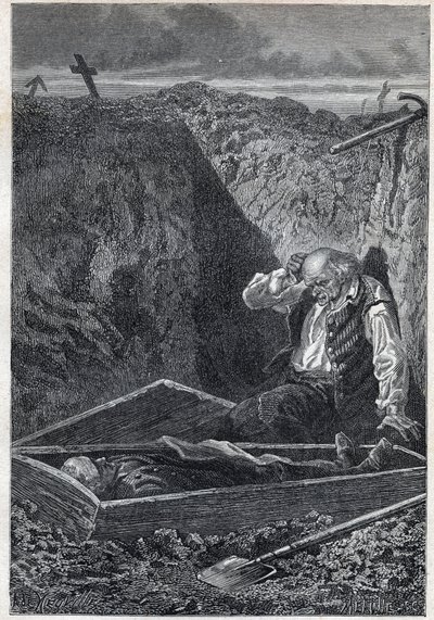 المقابر تأخذ ما أعطيت له - رسم توضيحي لألفونس دي نوفيل (1835-1885) لـ "البؤساء - الجزء الثاني: كوزيت" بقلم فيكتور هوغو (1802-1885) 1862 بواسطة ألفونس ماري دي نوفيل