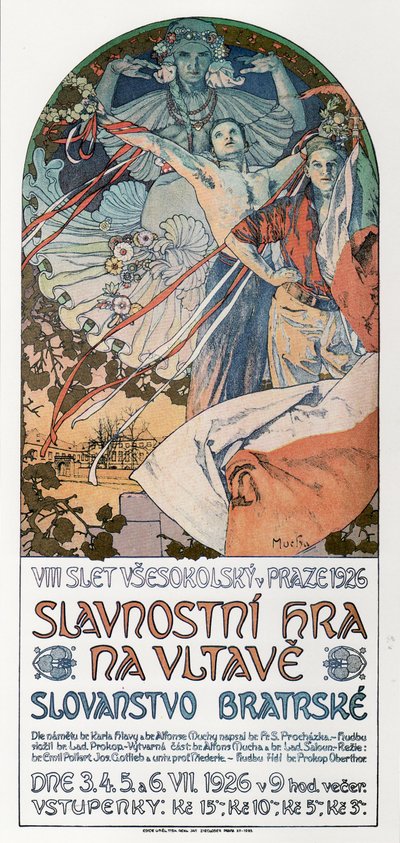 مهرجان سوكول الثامن في براغ بوستر ، 1925 بواسطة Alphonse Mucha