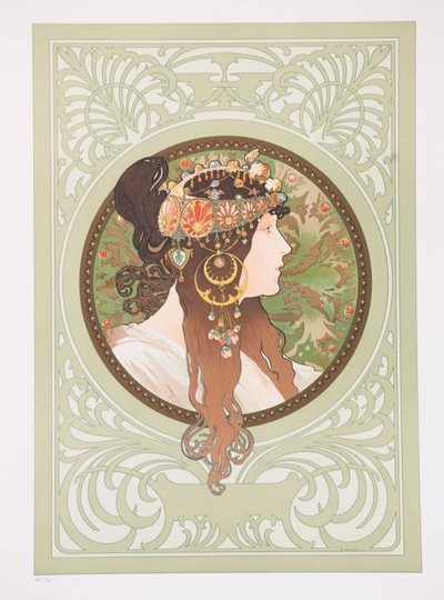 الرؤوس البيزنطية: سمراء ، 1897. بواسطة ألفونس موشا
