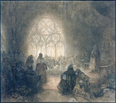جورج فون بوديبراد يو. Papstlegat F. de Valle1462 بواسطة ألفونس موشا