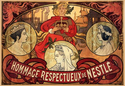 إعلان ملصق نستله ، تكريمًا للملكة فيكتوريا فيكتورياس اليوبيل ، 1897 بواسطة Alphonse Mucha