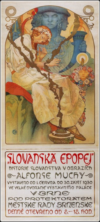 بوستر للمعرض ملحمة سلاف ملحمة سلافية 1928 بواسطة Alphonse Mucha