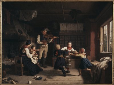 مساء الأحد في مزرعة في دالارنا ، بواسطة Lindegren ، أماليا (1814-1891). زيت على قماش بواسطة أماليا لينديجرين