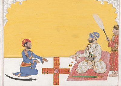 مهراجا سوفان سينغ يلعب باتشيسي ، كاليفورنيا. 1868. بواسطة أمباف
