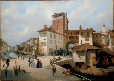 View of Ticinese gate, Milan (painting بواسطة أمبروجيو فيرميني