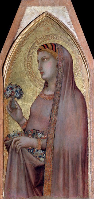 Dorothea of Caesarea or Dorothy (from Virgin and Child Polyptych) - Detrempe on wood بواسطة أمبروجيو لورنزيتي