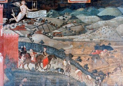 آثار الحكم الصالح في الريف ، التفاصيل ، 1338-1340 بواسطة أمبروجيو لورنزيتي