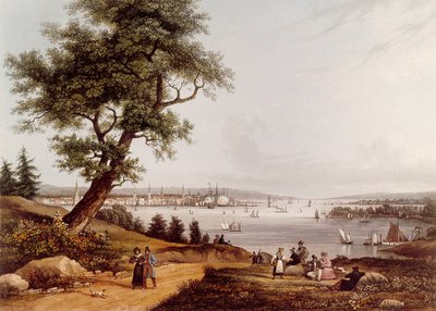 منظر لمدينة نيويورك عام 1840. طباعة حجرية بواسطة لويس أمبرواز جارنيراي (1783-1857). باريس. ب. بواسطة أمبرواز لويس جارنيراي