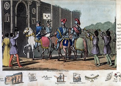 تشارلز السابع يقول "المنتصر" (1403-1461). كان الإنجليز حصارًا في أورليان ، لكن جان دارك رفع الحصار ، وسلم أورليان وقاد الملك إلى ريمس في عام 1429. - صممه ونقشه أمبرواز تارديو عام 1825. بواسطة أمبرواز تارديو