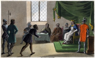 تشايلدبيرت الثاني إنصاف رعاياه الصالحين (711). صممه ونقشه أمبرواز تارديو عام 1825. بواسطة أمبرواز تارديو