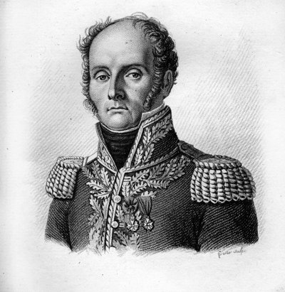 الجنرال تشارلز - تيودور بوفيه دي بريو (1772-1830) في "صور للجنرالات الفرنسيين". نقش بواسطة أمبرواز تارديو عام 1818. مجموعة ستيلا بواسطة أمبرواز تارديو
