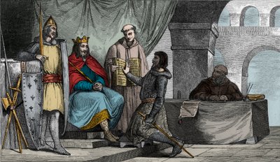 لويس الثاني (848-79) يتلقى Stammerer قسم الولاء من أحد النبلاء - بواسطة أمبرواز تارديو