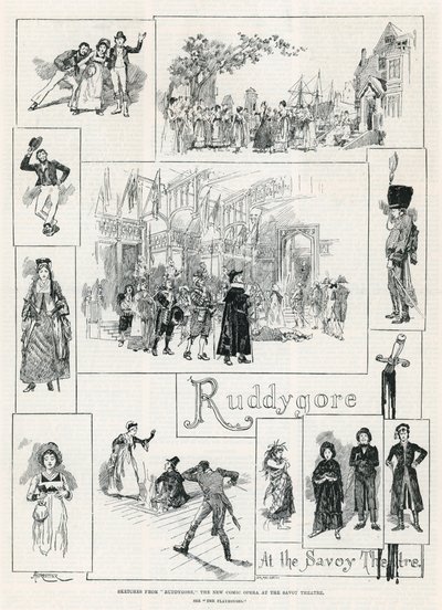 اسكتشات من Ruddygore الأوبرا الكوميدية الجديدة في مسرح سافوي بواسطة Amedee Forestier