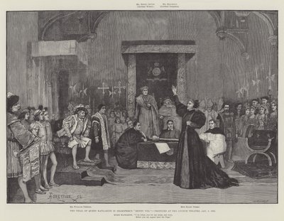 محاكمة الملكة كاثرين في شكسبير هنري الثامن ، أنتجت في مسرح ليسيوم ، 5 يناير 1892 بواسطة Amedee Forestier